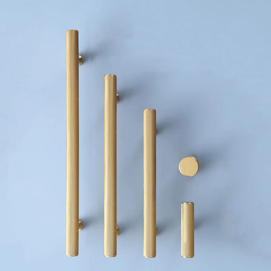Gold and Black Brass T-Bar Handles – Modern Textured Pulls for Furniture