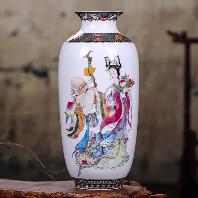 Traditional Ceramic Flower Vase for Living Room Decoration