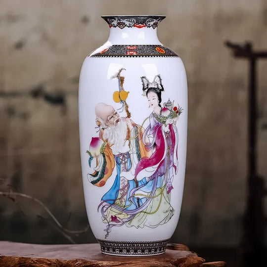 Traditional Ceramic Flower Vase for Living Room Decoration