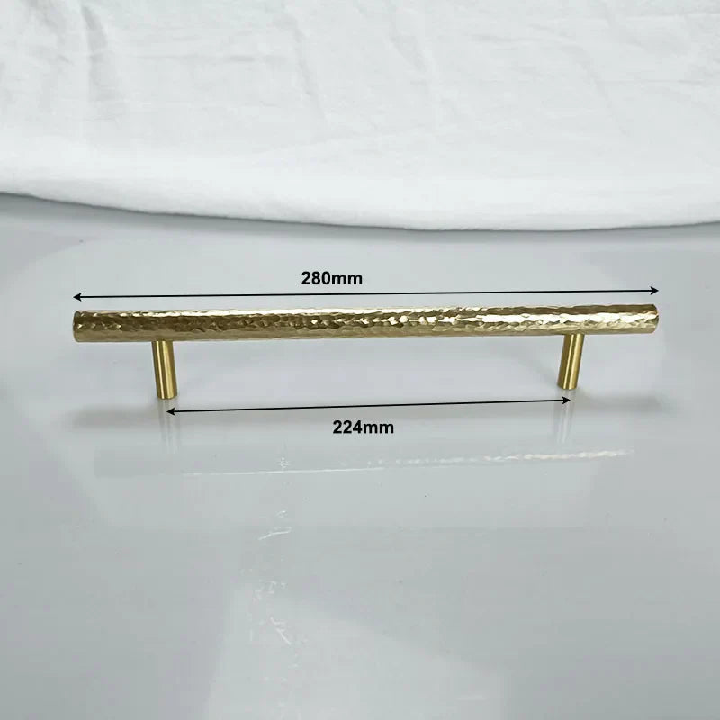 Hammered Brass Cabinet Handles – Light Gold Knobs and Pulls for Furniture