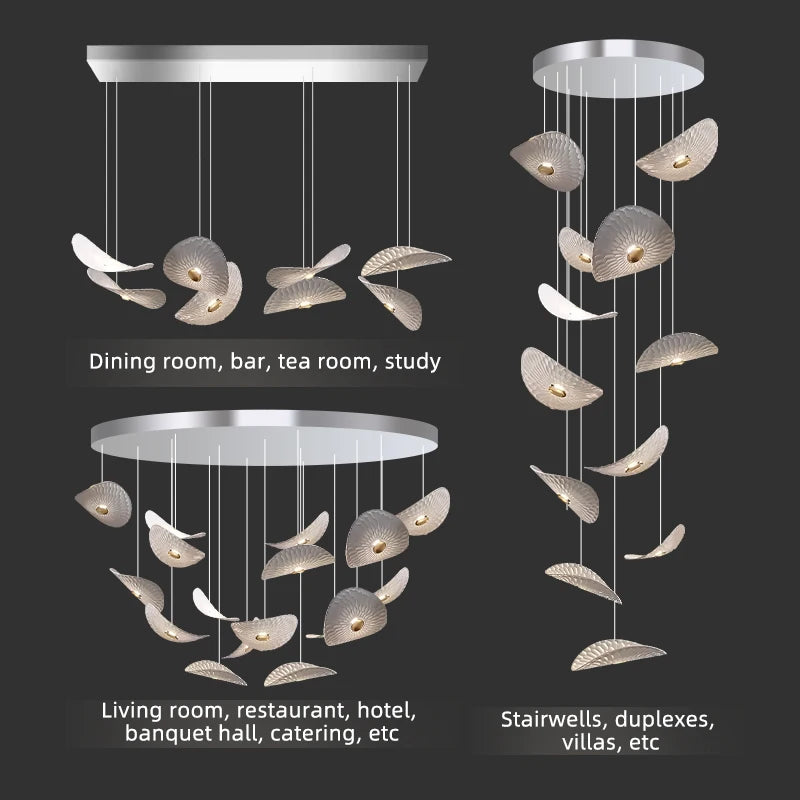 Modern Crystal Glass Stair Chandelier – High Ceiling Pendant Light