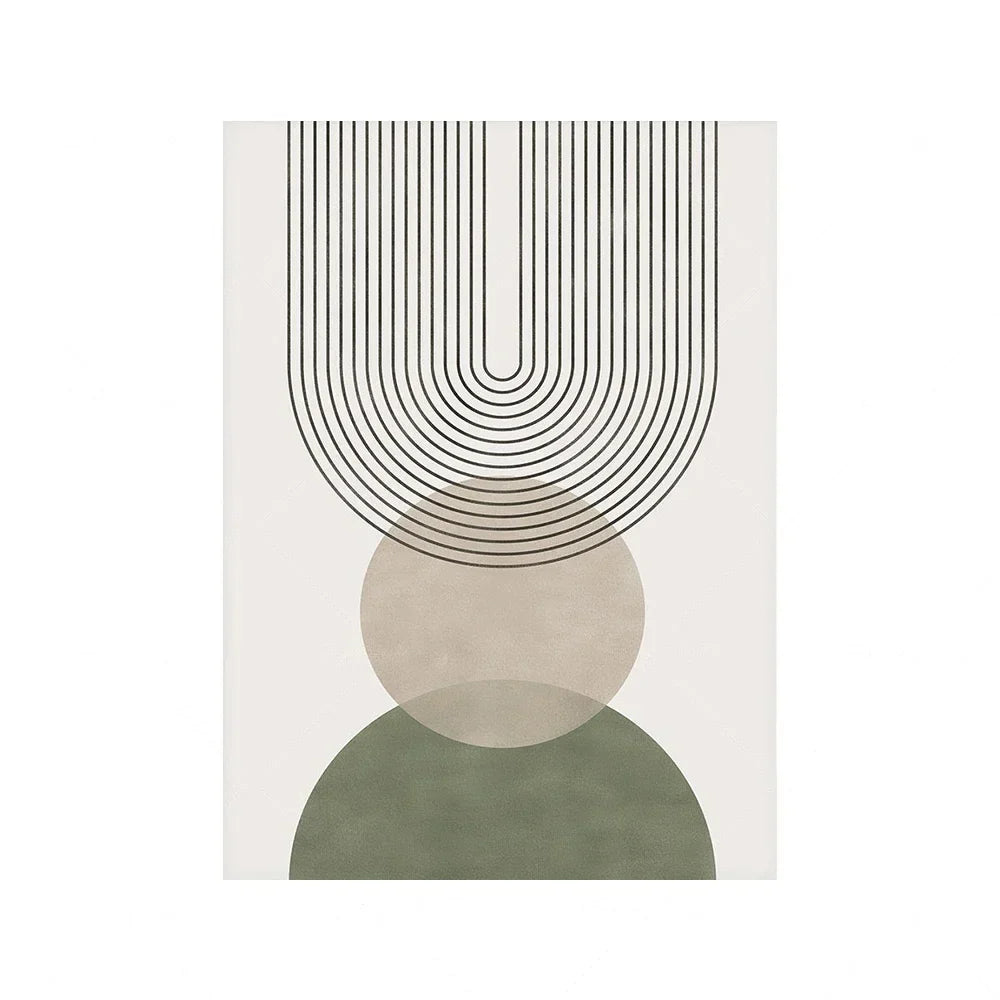 Set of 3 Abstract Geometric Botanical Canvas Wall Art