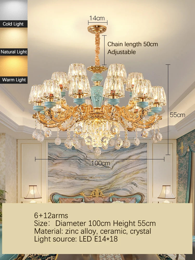 Luxury Umbrella Crystal Chandelier – European-Style Pendant for Villas &amp; Hotels