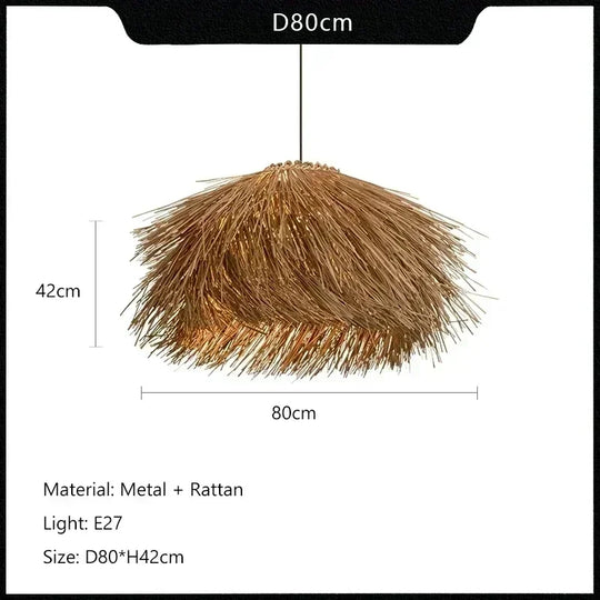Handwoven Rattan Pendant Light Wicker Ceiling Lamp for Living Room