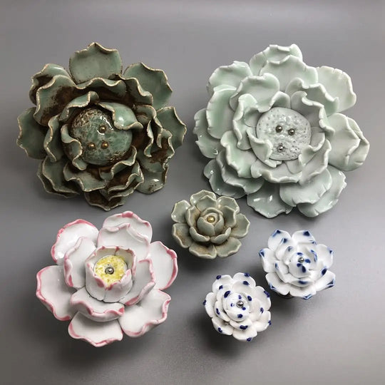 Handmade Ceramic Flower Knobs – Artistic Cabinet &amp; Drawer Handles