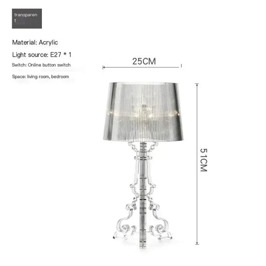 Transparent White Baroque Ghost Table Lamp for Bedroom &amp; Living Room