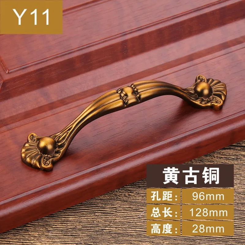 Antique Yellow Bronze Cabinet Handles – Brushed Vintage Drawer Pulls