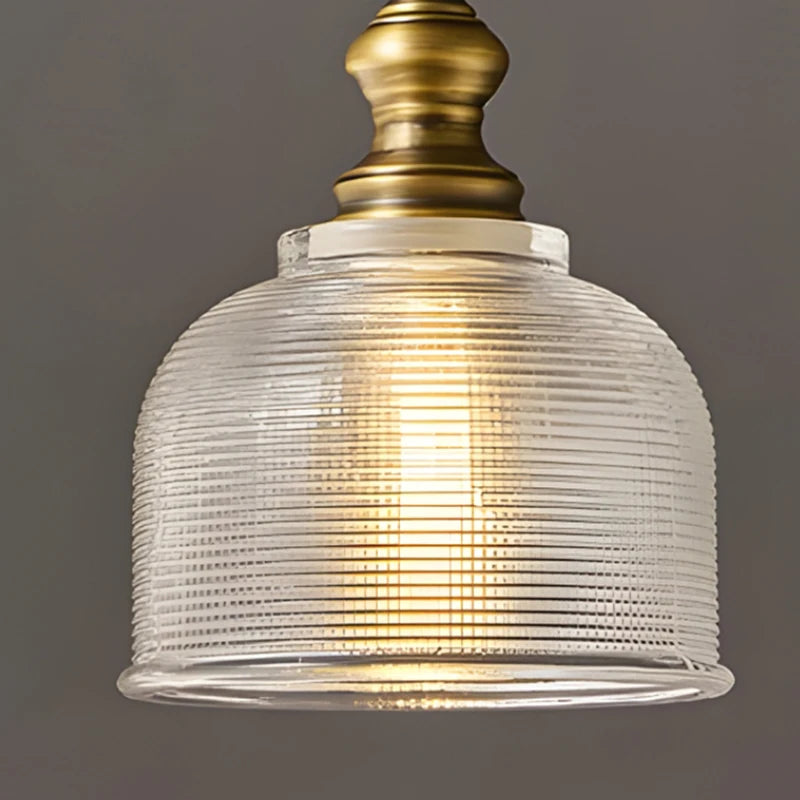 Classical Copper Clear Glass Pendant Light for Dining &amp; Bedroom