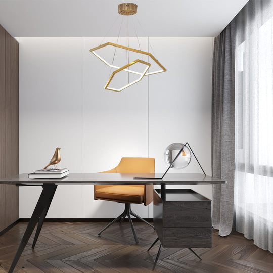 Geometric Ring Electroplated Stainless Steel LED Modern Chandelier Ceiling Lights