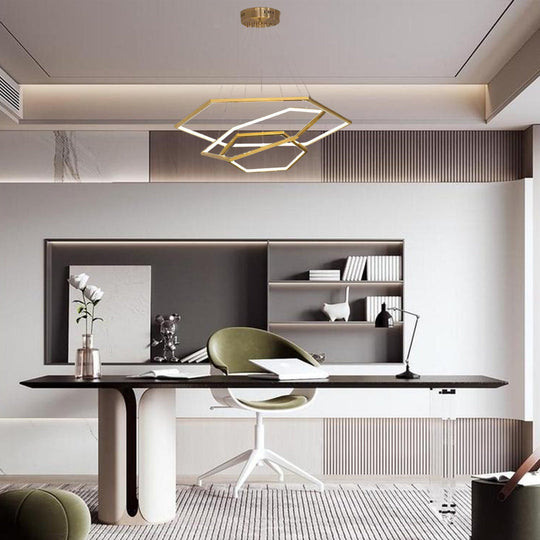 Geometric Ring Electroplated Stainless Steel LED Modern Chandelier Ceiling Lights