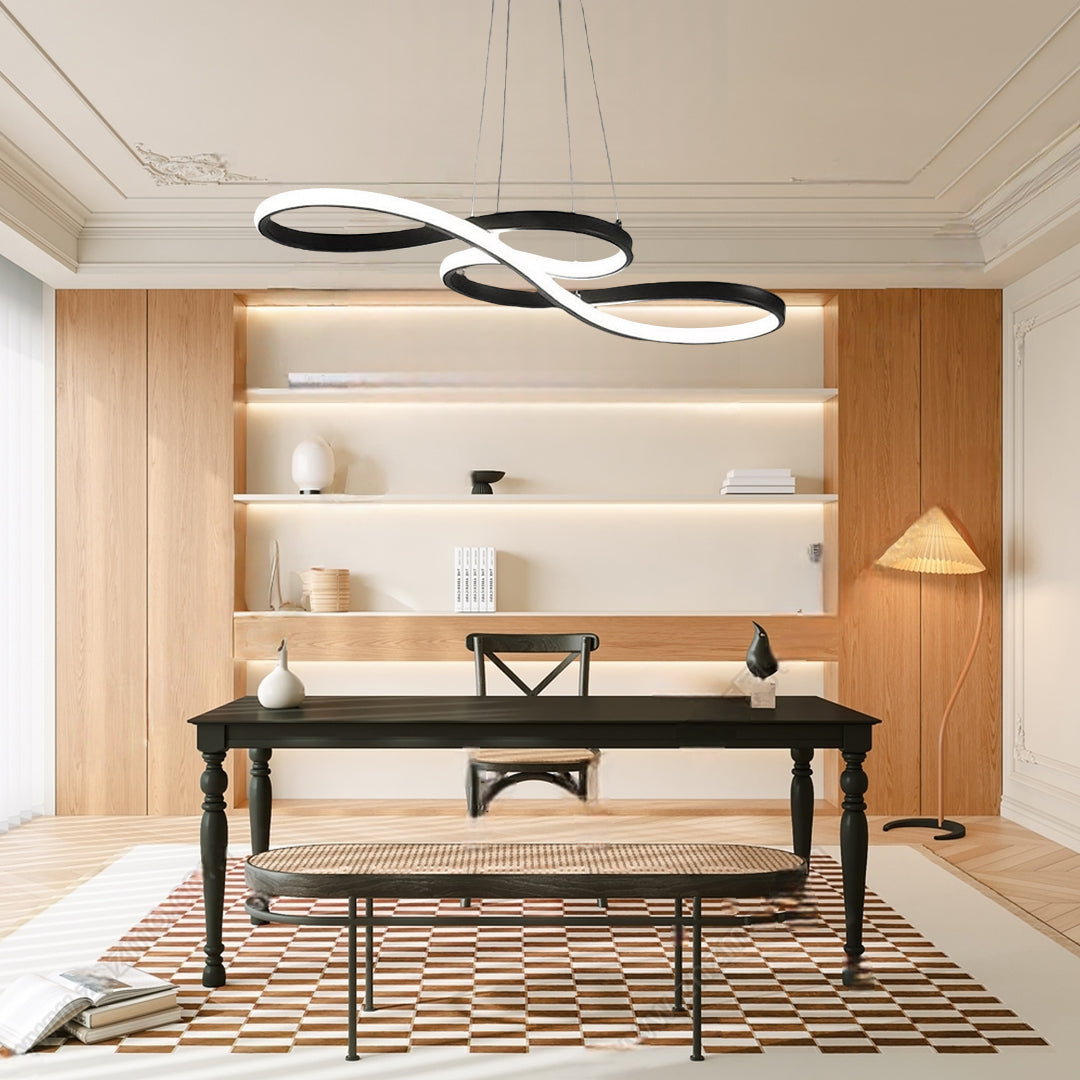 Geometric Wave Semi-Flush Chandelier – Metal &amp; Silica Gel