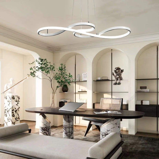 Geometric Wave Semi-Flush Chandelier – Metal &amp; Silica Gel