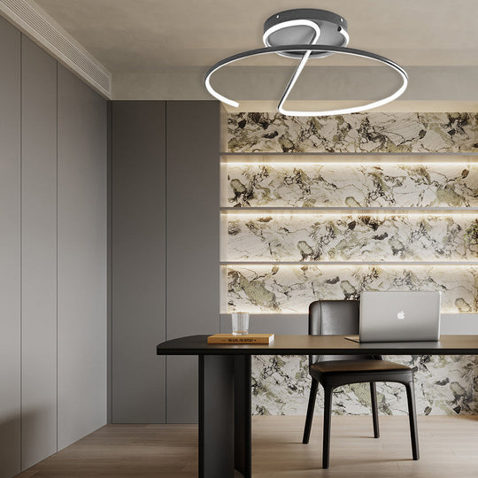 Semi Circle Streamlined Metal Dimmable LED Modern Ceiling Light Fixture
