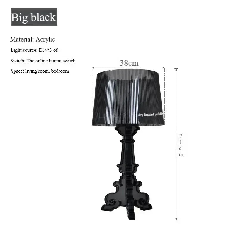 Transparent White Baroque Ghost Table Lamp for Bedroom &amp; Living Room