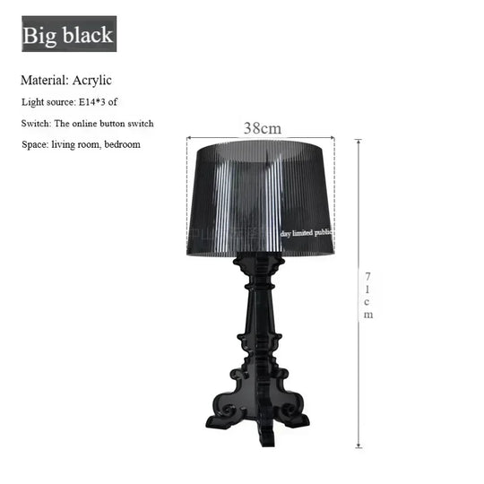 Transparent White Baroque Ghost Table Lamp for Bedroom &amp; Living Room