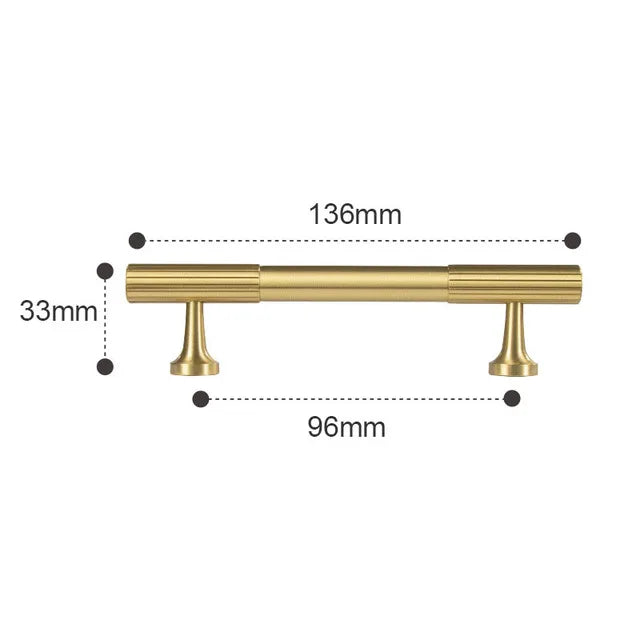 Solid Brass Art Deco Cabinet Handles – Knurled T-Bar Pulls and Knobs for Furniture