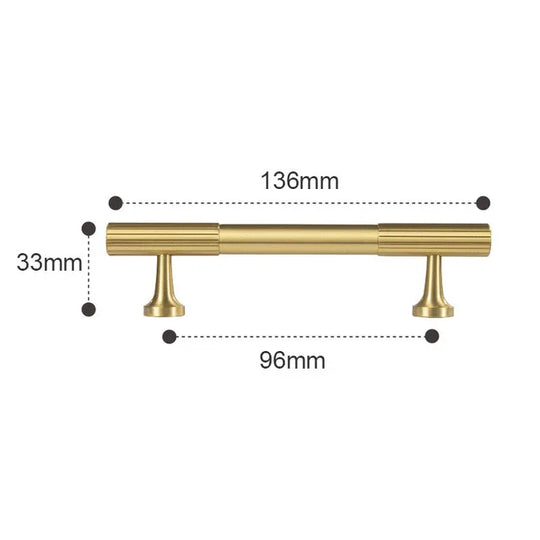 Solid Brass Art Deco Cabinet Handles – Knurled T-Bar Pulls and Knobs for Furniture
