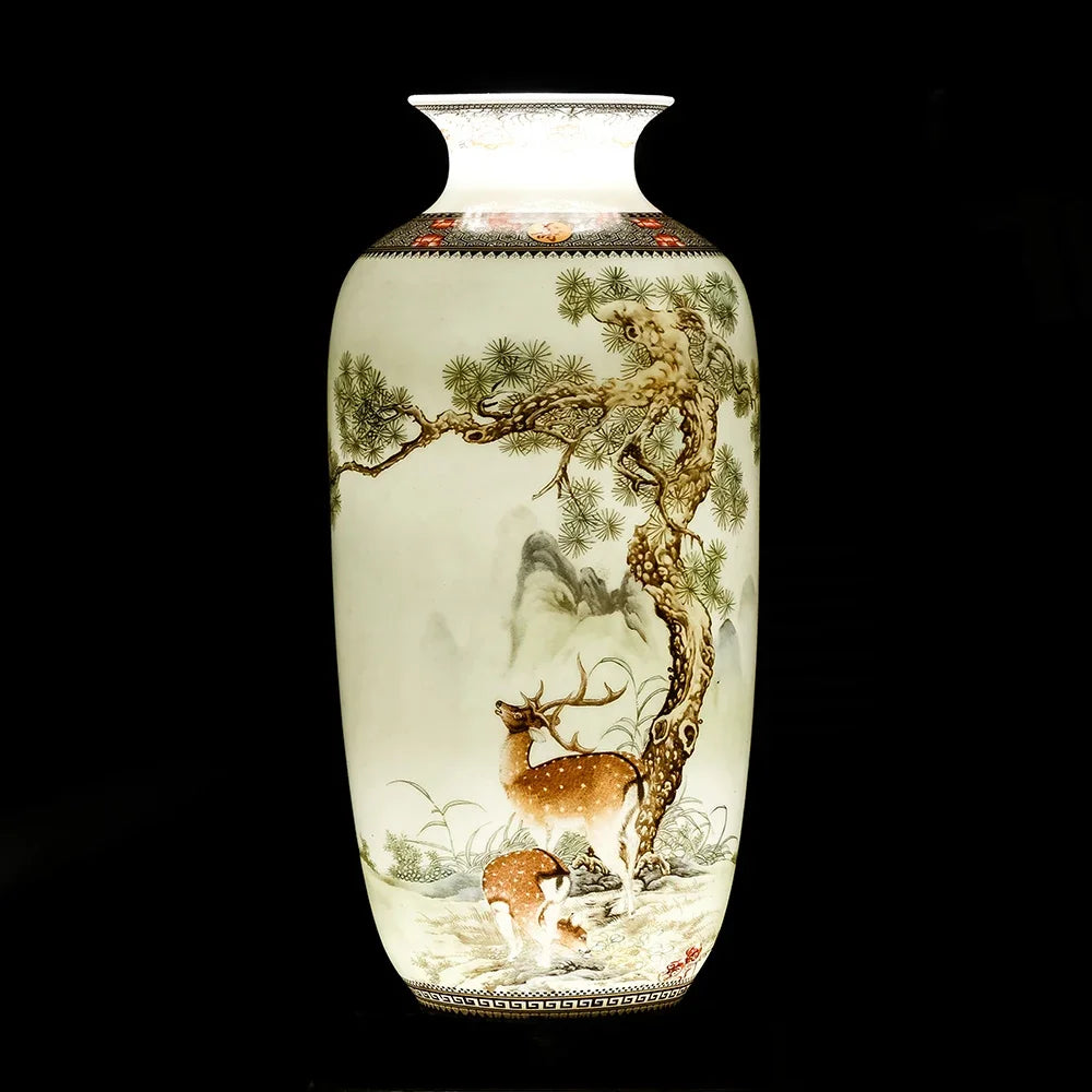 Traditional Ceramic Flower Vase for Living Room Decoration