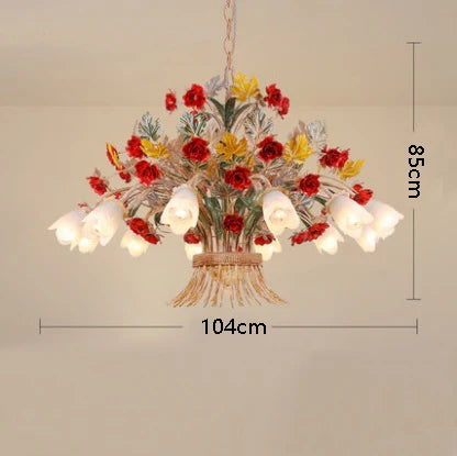 American Retro Glass Flower Chandelier for Living &amp; Dining Room