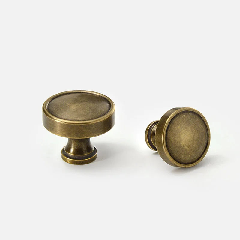 Antique Brass Round Cabinet Knobs – Vintage Drawer &amp; Cupboard Pulls