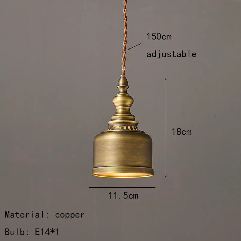 Classical Copper Clear Glass Pendant Light for Dining &amp; Bedroom
