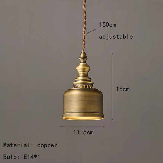 Classical Copper Clear Glass Pendant Light for Dining &amp; Bedroom