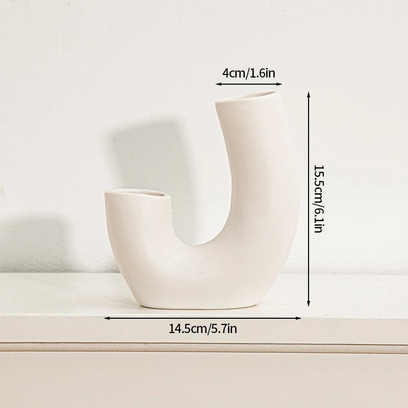 White Ceramic Vase Modern Minimalist Decorative Flower Vase