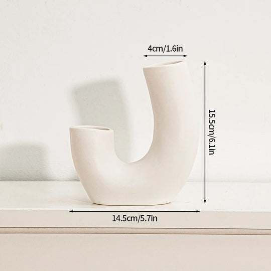 White Ceramic Vase Modern Minimalist Decorative Flower Vase