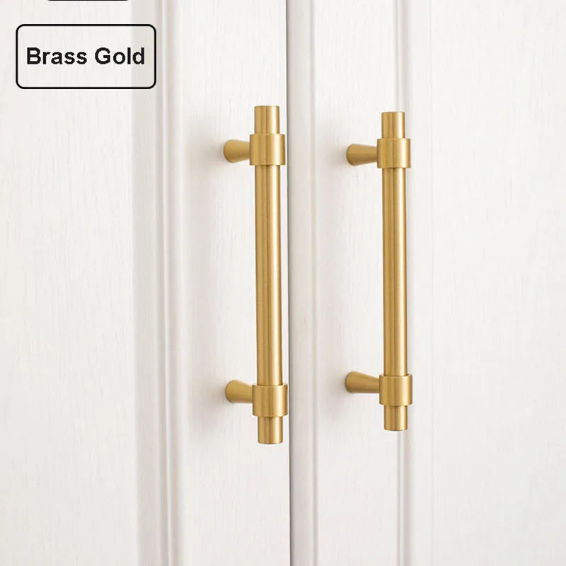 Nordic Brass Furniture Handles – Modern Bar Pulls for Cabinets and Wardrobes (50–500mm)