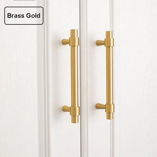 Nordic Brass Furniture Handles – Modern Bar Pulls for Cabinets and Wardrobes (50–500mm)