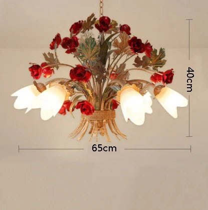American Retro Glass Flower Chandelier for Living &amp; Dining Room