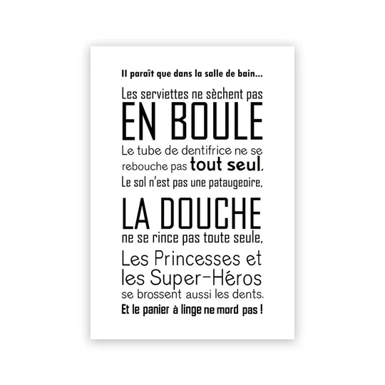 Bathroom Rules French Quotes Black White Canvas Wall Art