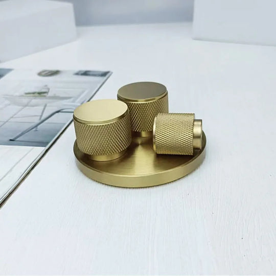 Knurled Gold Brass Cabinet Knobs – Modern Drawer &amp; Wardrobe Handles