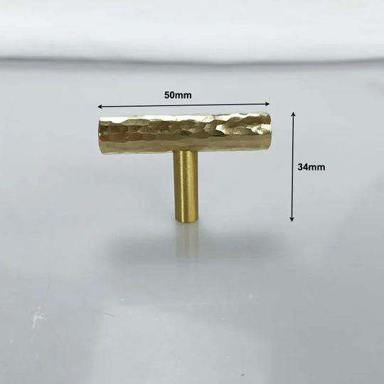 Hammered Brass Cabinet Handles – Light Gold Knobs and Pulls for Furniture