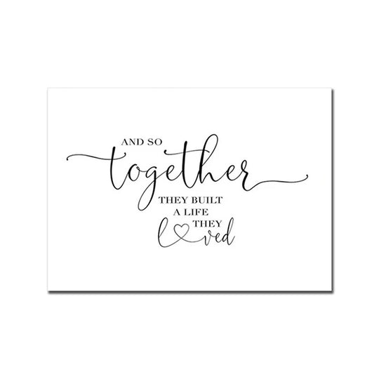 Love Family Home Quote Black White Canvas Wall Art