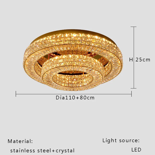 Modern Two-Tier Crystal Ceiling Light for Bedroom &amp; Living Room