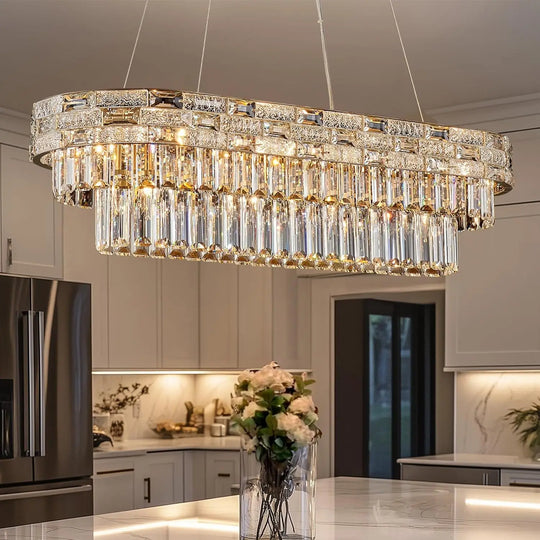 Modern Gold Crystal Chandelier for Dining &amp; Living Spaces