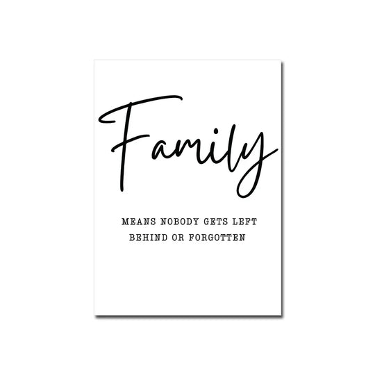 Love Family Home Quote Black White Canvas Wall Art