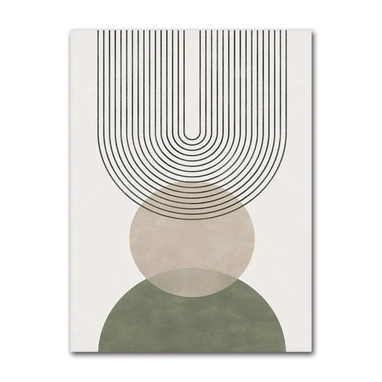 Sage Green Abstract Geometric Botanical Canvas Wall Art