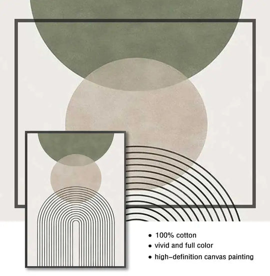 Sage Green Abstract Geometric Botanical Canvas Wall Art