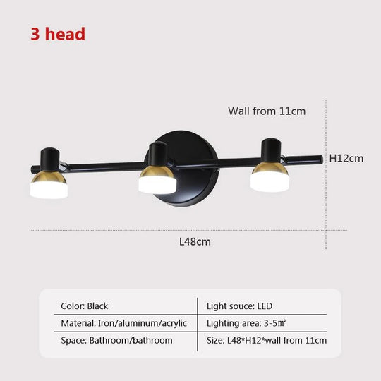 Modern LED Wall Light Multi-Head Mirror Lamp for Bathroom &amp; Bedroom