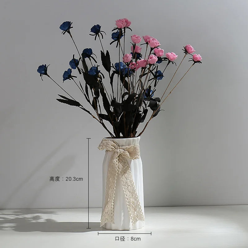 White Ceramic Hydroponic Flower Vase for Modern Home Decor