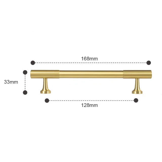 Solid Brass Art Deco Cabinet Handles – Knurled T-Bar Pulls and Knobs for Furniture