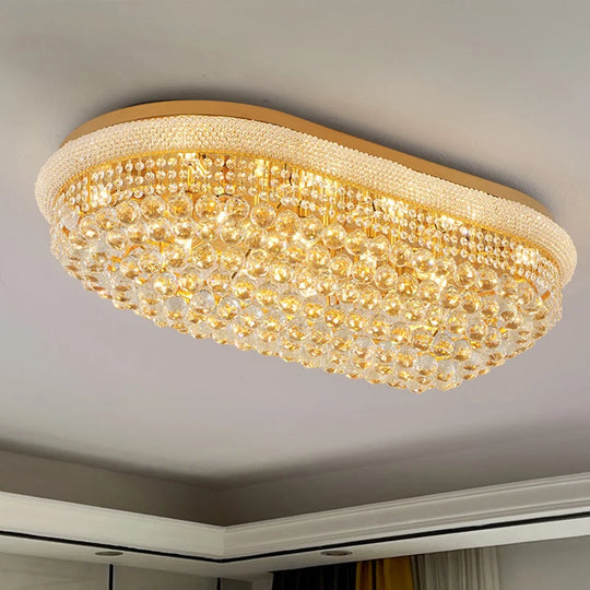 Luxury Oval Crystal Ceiling Lamp – Elegant Shoe-Shape Design for Dining &amp; Living Rooms