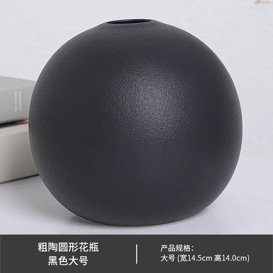 Black and White Ceramic Ball Vase for Hydroponic Flower Decor