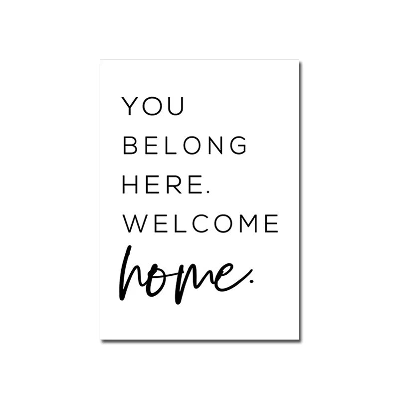 Love Family Home Quote Black White Canvas Wall Art