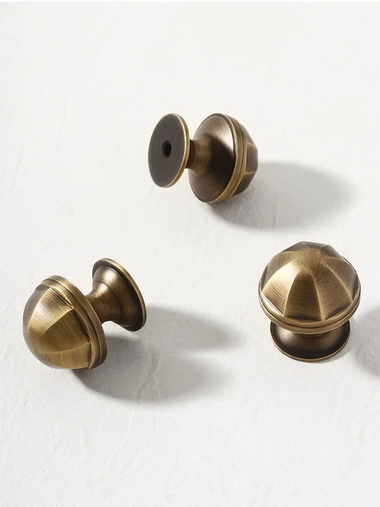 Solid Brass Octagonal Cabinet Knobs – Antique Gold Drawer &amp; Wardrobe Pulls