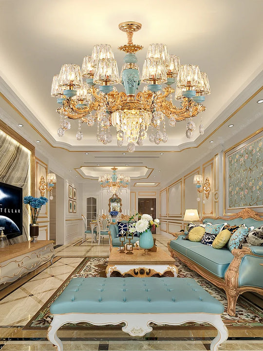 Luxury Umbrella Crystal Chandelier – European-Style Pendant for Villas &amp; Hotels