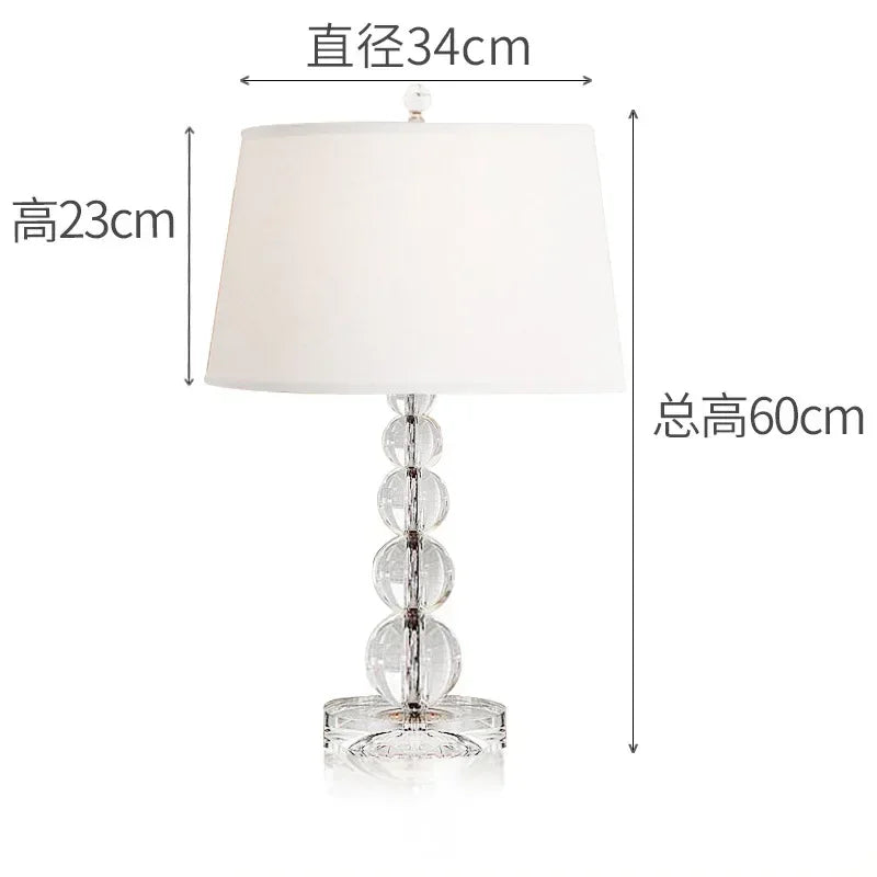 Creative Fabric Table Lamp with Crystal Glass Ball for Living Room &amp; Bedroom