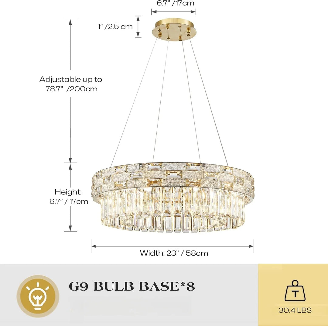 Modern Gold Crystal Chandelier for Dining &amp; Living Spaces